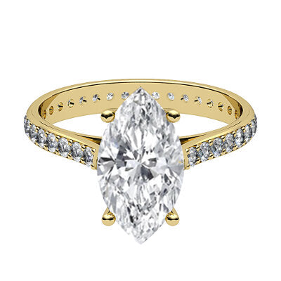 Vittoria Marquise Solitaire Full diamond band 4 Prongs