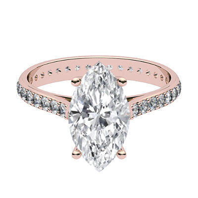 Vittoria Marquise Solitaire Full diamond band 4 Prongs