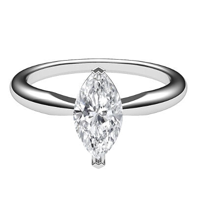Simple Flat Marquise Solitaire Classic band 2 Prongs