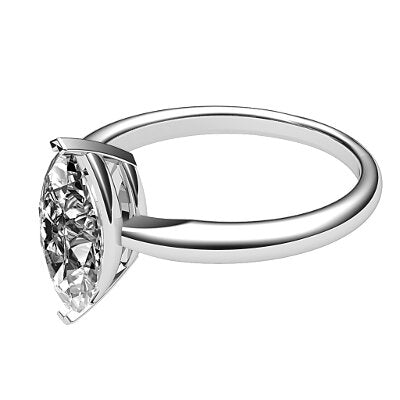 Simple Flat Marquise Solitaire Classic band 2 Prongs