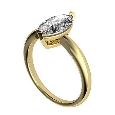 Simple Flat Marquise Solitaire Classic band 2 Prongs