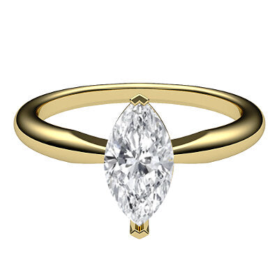 Simple Flat Marquise Solitaire Classic band 2 Prongs