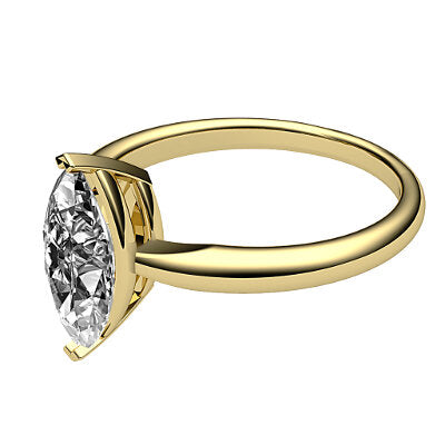 Simple Flat Marquise Solitaire Classic band 2 Prongs
