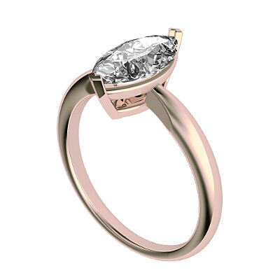 Simple Flat Marquise Solitaire Classic band 2 Prongs