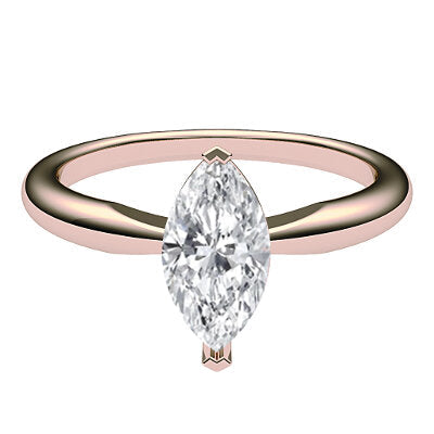 Simple Flat Marquise Solitaire Classic band 2 Prongs