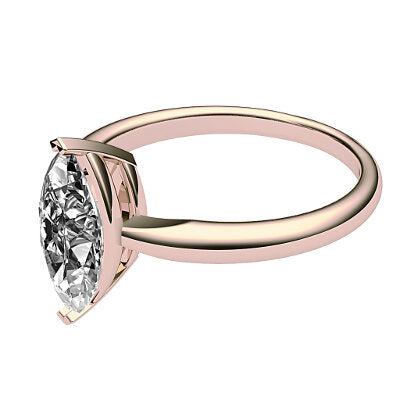 Simple Flat Marquise Solitaire Classic band 2 Prongs