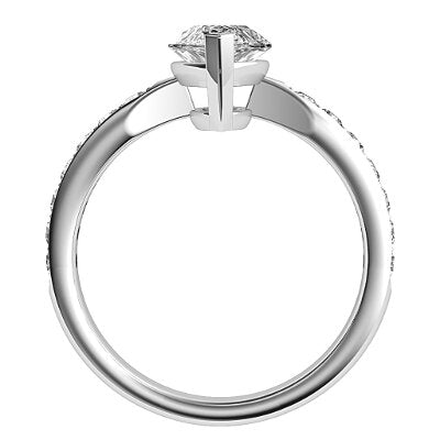 Simple Flat Marquise Solitaire Half diamond band 2 Prongs