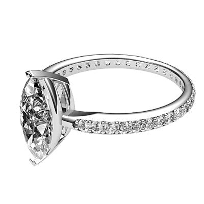 Simple Flat Marquise Solitaire Full diamond band 2 Prongs
