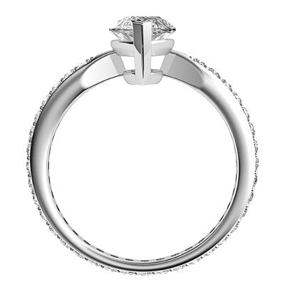 Simple Flat Marquise Solitaire Full diamond band 2 Prongs