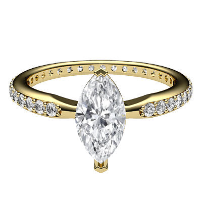 Simple Flat Marquise Solitaire Full diamond band 2 Prongs