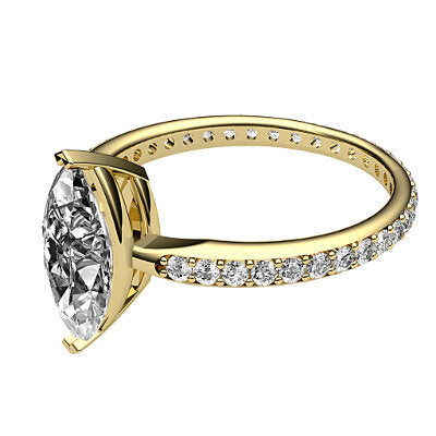 Simple Flat Marquise Solitaire Full diamond band 2 Prongs