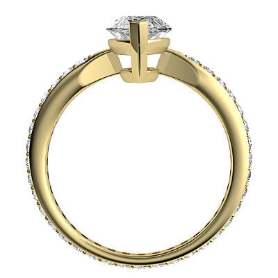 Simple Flat Marquise Solitaire Full diamond band 2 Prongs