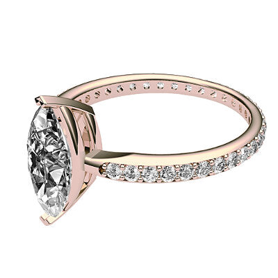Simple Flat Marquise Solitaire Full diamond band 2 Prongs