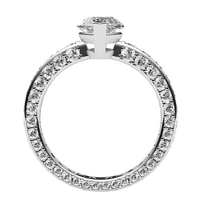 Simple Flat Marquise Solitaire Full coverage diamond band 2 Prongs