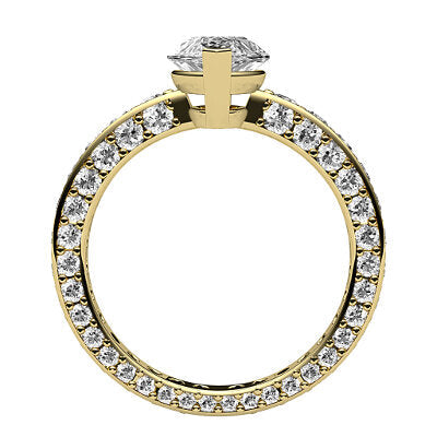 Simple Flat Marquise Solitaire Full coverage diamond band 2 Prongs