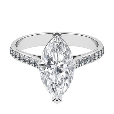Vittoria Marquise Solitaire Half diamond band 2 Prongs