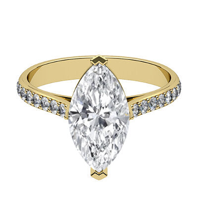 Vittoria Marquise Solitaire Half diamond band 2 Prongs