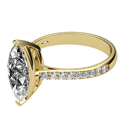 Vittoria Marquise Solitaire Half diamond band 2 Prongs