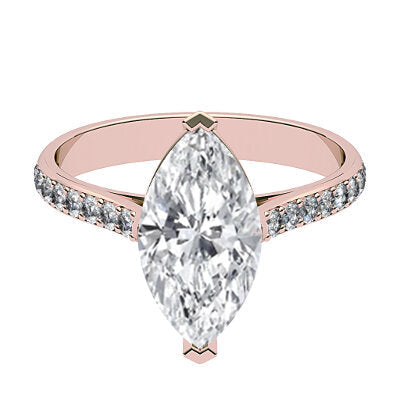 Vittoria Marquise Solitaire Half diamond band 2 Prongs