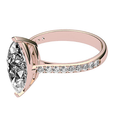 Vittoria Marquise Solitaire Half diamond band 2 Prongs