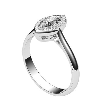 Vittoria Marquise Solitaire halo Classic band
