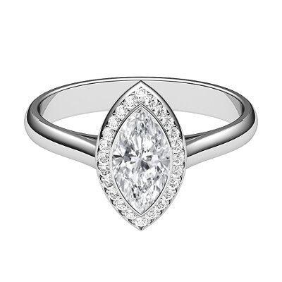 Vittoria Marquise Solitaire halo Classic band