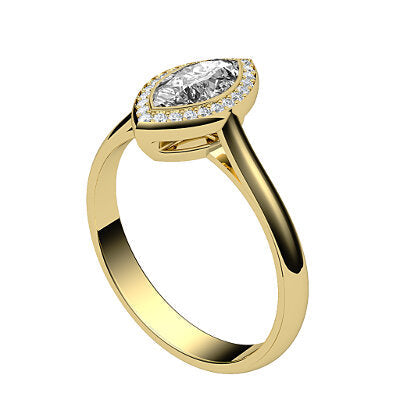 Vittoria Marquise Solitaire halo Classic band