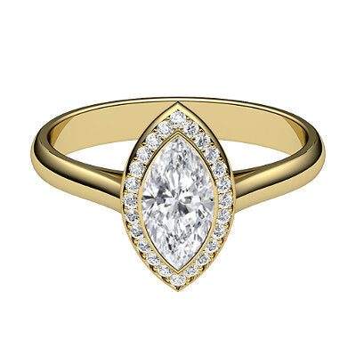 Vittoria Marquise Solitaire halo Classic band