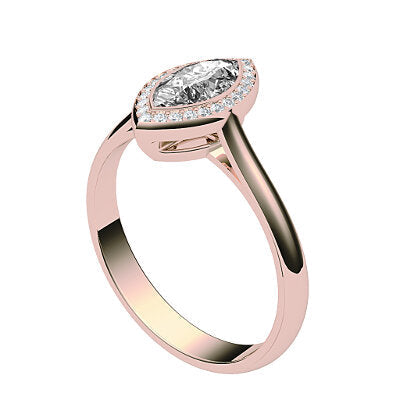 Vittoria Marquise Solitaire halo Classic band