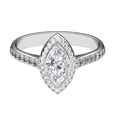 Vittoria Marquise Solitaire halo Half diamond band