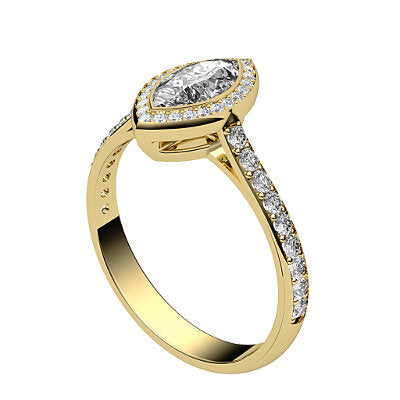 Vittoria Marquise Solitaire halo Half diamond band