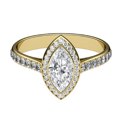 Vittoria Marquise Solitaire halo Half diamond band