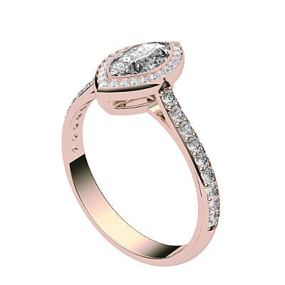 Vittoria Marquise Solitaire halo Half diamond band