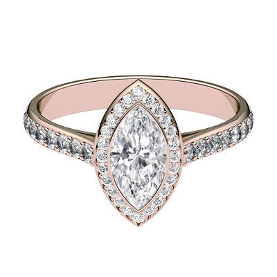 Vittoria Marquise Solitaire halo Half diamond band