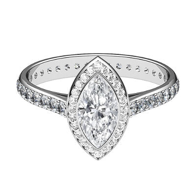 Vittoria Marquise Solitaire halo Full diamond band