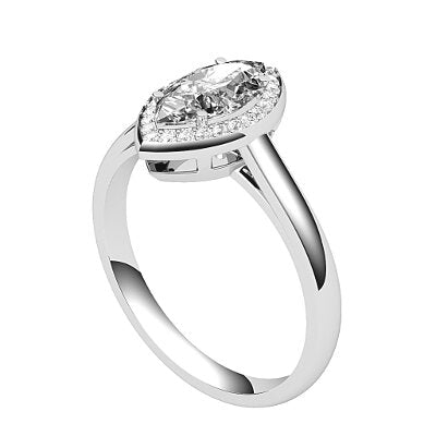 Trionfo Marquise Solitaire halo Classic band 4 Prongs