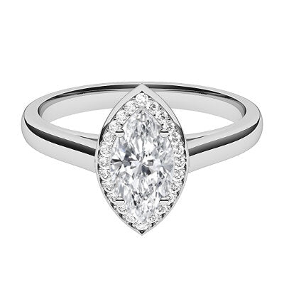 Trionfo Marquise Solitaire halo Classic band 4 Prongs