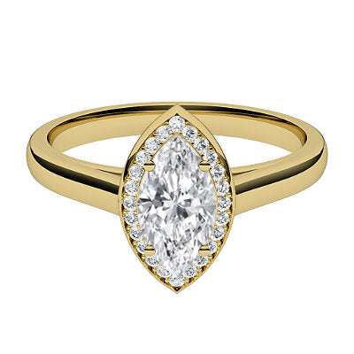 Trionfo Marquise Solitaire halo Classic band 4 Prongs