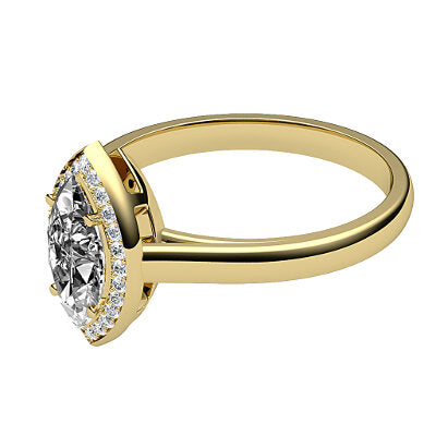 Trionfo Marquise Solitaire halo Classic band 4 Prongs