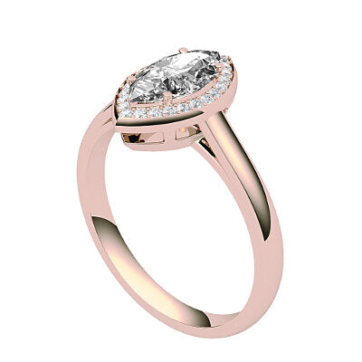 Trionfo Marquise Solitaire halo Classic band 4 Prongs