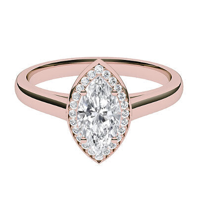 Trionfo Marquise Solitaire halo Classic band 4 Prongs