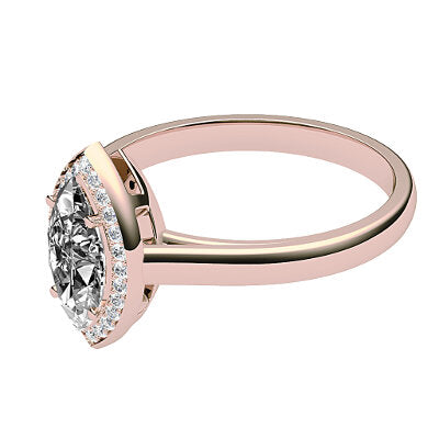 Trionfo Marquise Solitaire halo Classic band 4 Prongs