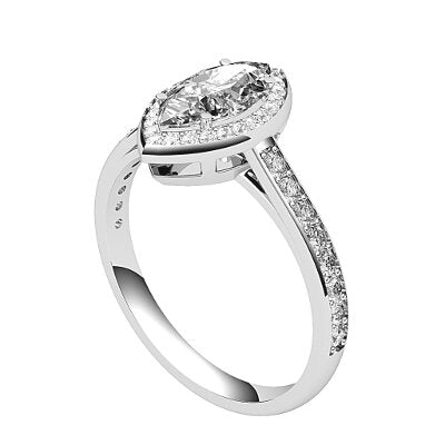 Trionfo Marquise Solitaire halo Half diamond band 4 Prongs