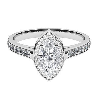 Trionfo Marquise Solitaire halo Half diamond band 4 Prongs