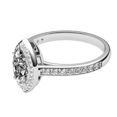 Trionfo Marquise Solitaire halo Half diamond band 4 Prongs