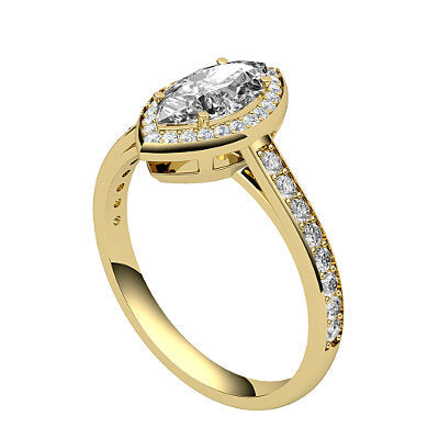 Trionfo Marquise Solitaire halo Half diamond band 4 Prongs