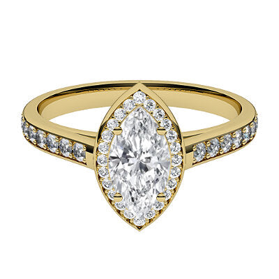 Trionfo Marquise Solitaire halo Half diamond band 4 Prongs