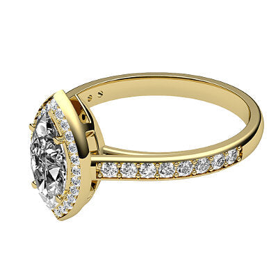 Trionfo Marquise Solitaire halo Half diamond band 4 Prongs