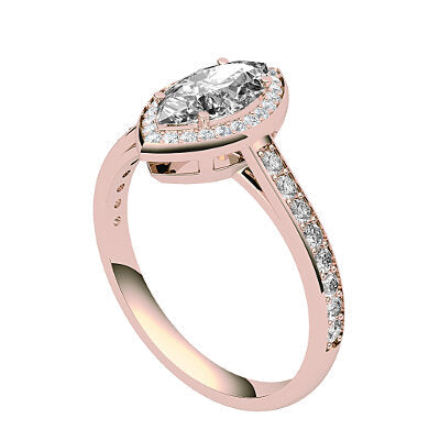 Trionfo Marquise Solitaire halo Half diamond band 4 Prongs