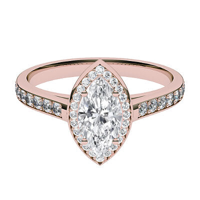 Trionfo Marquise Solitaire halo Half diamond band 4 Prongs